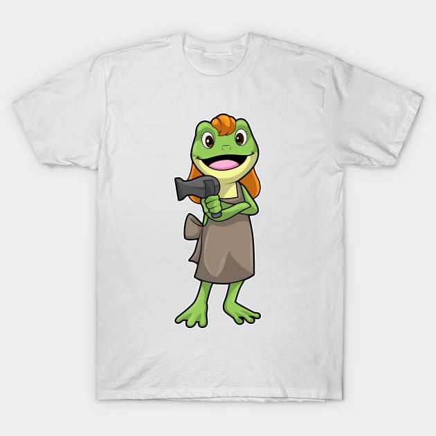 Frog as Hairdresser with Hairdryer T-Shirt by Markus Schnabel